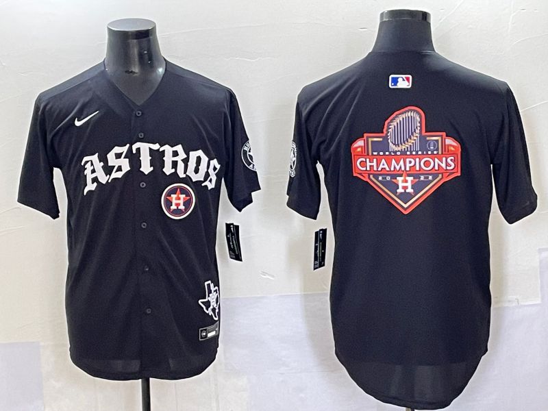 Men 2025 Houston Astros Blank Black Seven generations Joint Name Nike MLB Jersey style 27